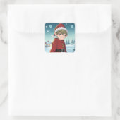 かわいい小さなクリスマスの小人 スクエアシール (バッグ)