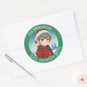 かわいい小さなクリスマスエルフ　送り先・送り主名入れ ラウンドシール (封筒)