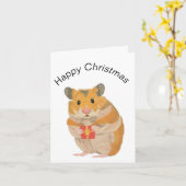 かわいい小さなクリスマスハムスターがプレゼントを持っている カード (黄色い花)
