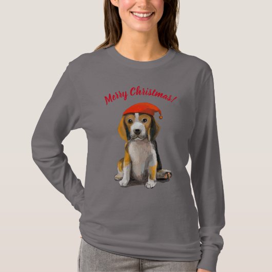 かわいい小さなクリスマスビーグルTシャツ Tシャツ (正面)