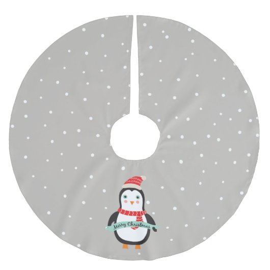 かわいい小さなクリスマスペンギン ブラッシュドポリエステルツリースカート (正面)