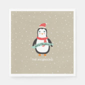 かわいい小さなクリスマスペンギン「メリークリスマス」 スタンダードランチョンナプキン (正面)