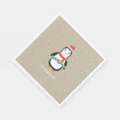 かわいい小さなクリスマスペンギン「メリークリスマス」 スタンダードランチョンナプキン (角)