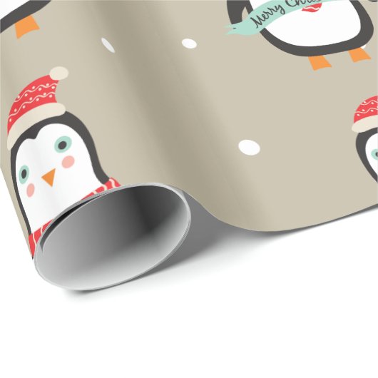 かわいい小さなクリスマスペンギン「メリークリスマス」 ラッピングペーパー (ロールコーナー)