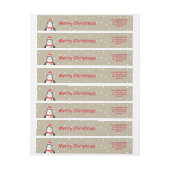 かわいい小さなクリスマスペンギン「メリークリスマス」 ラップアラウンドラベル (シート)