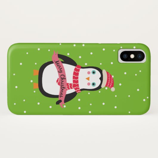 かわいい小さなクリスマスペンギン「メリークリスマス」 Case-Mate iPhoneケース (裏面(横))