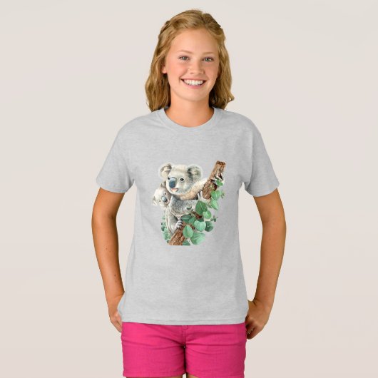 かわいい小さなコアラクマオーストラリア動物アートT-Shi Tシャツ (正面フル)