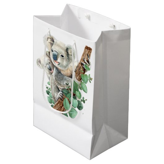 かわいい小さなコアラ熊オーストラリアの動物アート ミディアムペーパーバッグ (正面アングル)