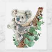 かわいい小さなコアラ熊オーストラリアの動物アート ワインラベル (シングルラベル)