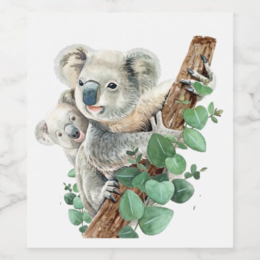 かわいい小さなコアラ熊オーストラリアの動物アート ワインラベル (シングルラベル)
