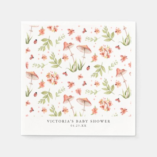 かわいい小さなコバチ | 春の花のベイビーシャワー スタンダードカクテルナプキン (正面)