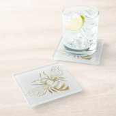 かわいい小さなゴールデンビーガラスコースター ガラスコースター (アングル)