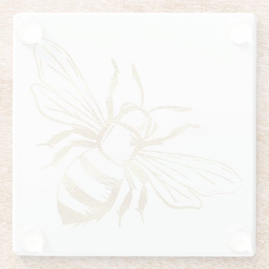 かわいい小さなゴールデンビーガラスコースター ガラスコースター (裏面)