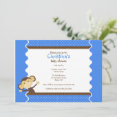 かわいい小さなサルボーイベビーシャワー招待状 招待状 (スタンド正面)