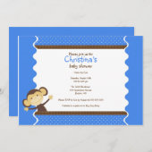 かわいい小さなサルボーイベビーシャワー招待状 招待状 (正面/裏面)