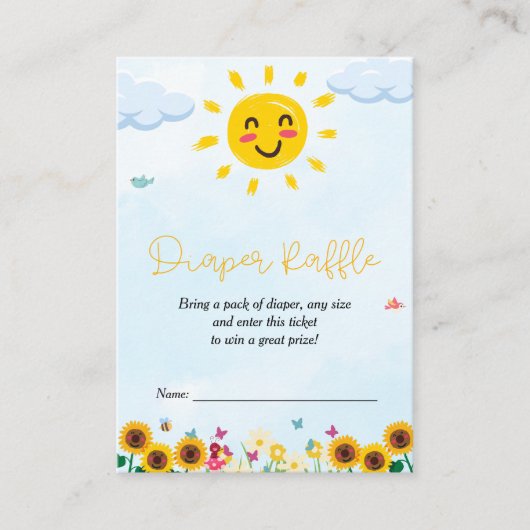 かわいい小さなサンシャインベイビーシャワー エンクロージャーカード (正面)