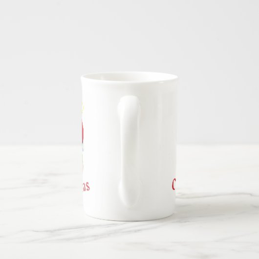 かわいい小さなサンタパップハッピークリスマス ボーンチャイナマグカップ (裏面)