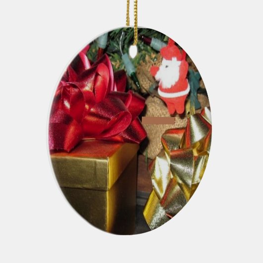 かわいい小さなサンタ&ギフトクリスマスオーナメント セラミックオーナメント (右)