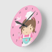 かわいい小さなシェフベーカー女の子の部屋の装飾 ラウンド壁時計 (傾斜)