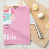 かわいい小さなシェフ·ベーカー·ガールパーソナライズされたさん キッチンタオル (四つ折り)