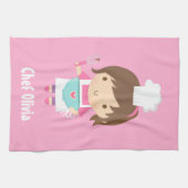 かわいい小さなシェフ·ベーカー·ガールパーソナライズされたさん キッチンタオル (横)