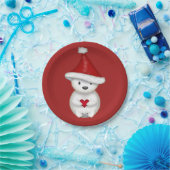 かわいい小さなシロクマとハート ペーパープレート (パーティー)