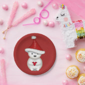 かわいい小さなシロクマとハート ペーパープレート (パーティー)