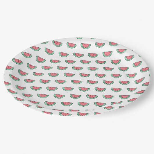 かわいい小さなスイカパターン子供の誕生日 ペーパープレート (アングル)