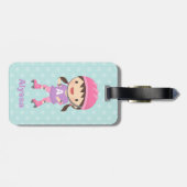 かわいい小さなスケーターパーソナライズされた女の子 ラゲッジタグ (裏面横)