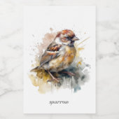 かわいい小さなスズメの水色，カスタマイズ可能 フードラベル (シングルラベル)