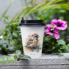 かわいい小さなスズメの水色，カスタマイズ可能 紙コップ