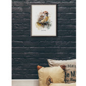 かわいい小さなスズメの水色 ポスター