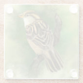 かわいい小さなスズメの美し絵画い芸術  ガラスコースター (裏面)