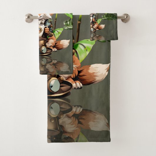 かわいい小さなスチームパンクキツネ バスタオルセット (インサイチュ)