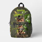 かわいい小さなスチームパンクキツネ プリントバックパック (正面)