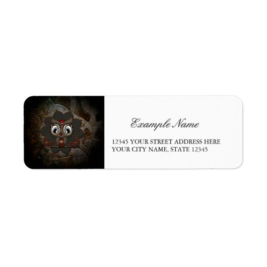 かわいい小さなスチームパンクフクロウ ラベル (正面)