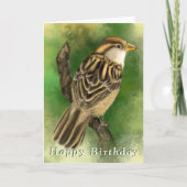 かわいい小さなスパロウ誕生日カード カード (正面)