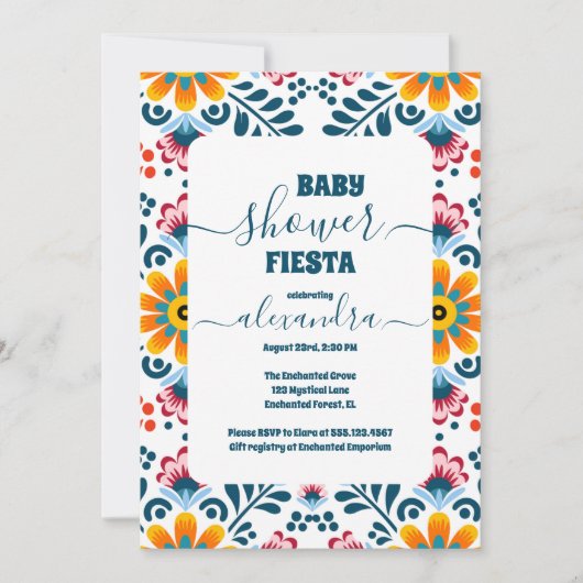 かわいい小さなセノリタフェスタ花ベビーシャワー 招待状 (正面)