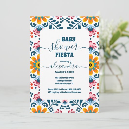 かわいい小さなセノリタフェスタ花ベビーシャワー 招待状 (スタンド正面)