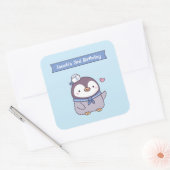 かわいい小さなセーラーペンギンドール子供の誕生日 スクエアシール (封筒)