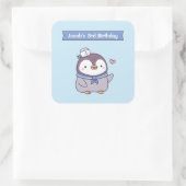 かわいい小さなセーラーペンギンドール子供の誕生日 スクエアシール (バッグ)