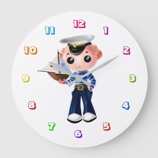かわいい小さなセーラー- ラージ壁時計 (正面)