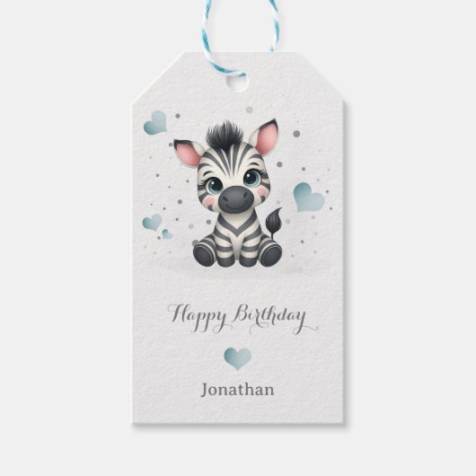かわいい小さなゼブラのイラスト ギフトタグ (正面)