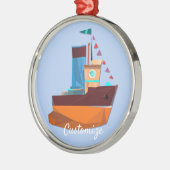 かわいい小さなタグボートサンダーコーブ メタルオーナメント (左)