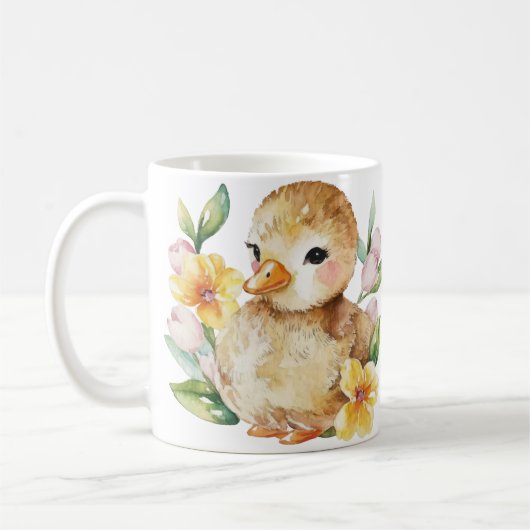 かわいい小さなダッキー(アヒルちゃん) コーヒーマグカップ (左)