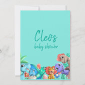 かわいい小さなディノが彼の道に赤ちゃんシャワー 招待状 (裏面)