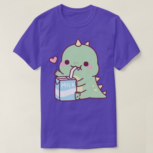 かわいい小さなディノはミルクが大好き Tシャツ (デザイン正面)
