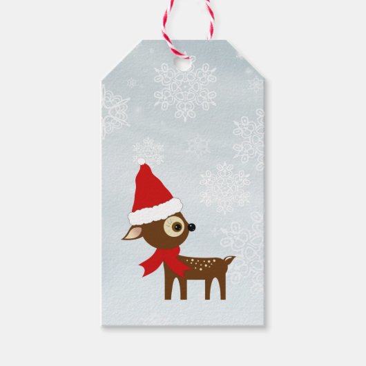 かわいい小さなトナカイのクリスマスギフトタグ ギフトタグ (正面)