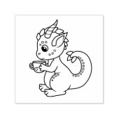 かわいい小さなドラゴンとティーカップカラー私 セルフインキングスタンプ (デザイン)