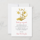 かわいい小さなドラゴンは途中の赤ちゃんシャワー サンキューカード (正面)